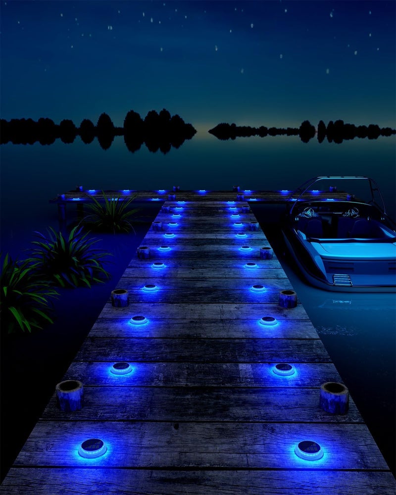DetarZinLED 6 Packs Solar Driveway Lights, Blue Dock Deck Lights Solar Powered Outdoor IP68 Waterproof, Stick on Light for Step, Stair, Driveway, Pool, Pathway, Walkway, Patio - Image 5
